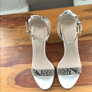 Cole Haan Snakeskin and White Heeled Sandals